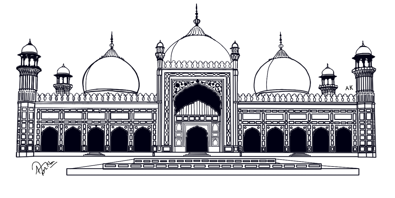 Top 79+ badshahi masjid sketch - seven.edu.vn