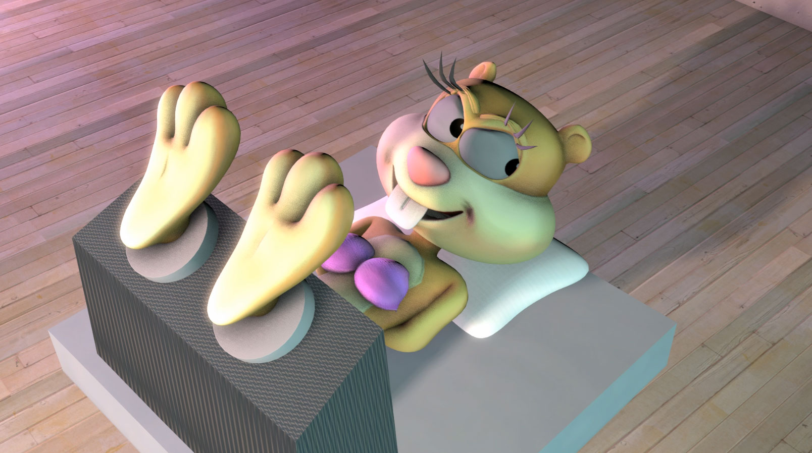 Sandy Tickled in the Podium by GiggleFitz9 on DeviantArt