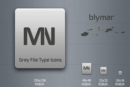 Grey File Type Icons PSD