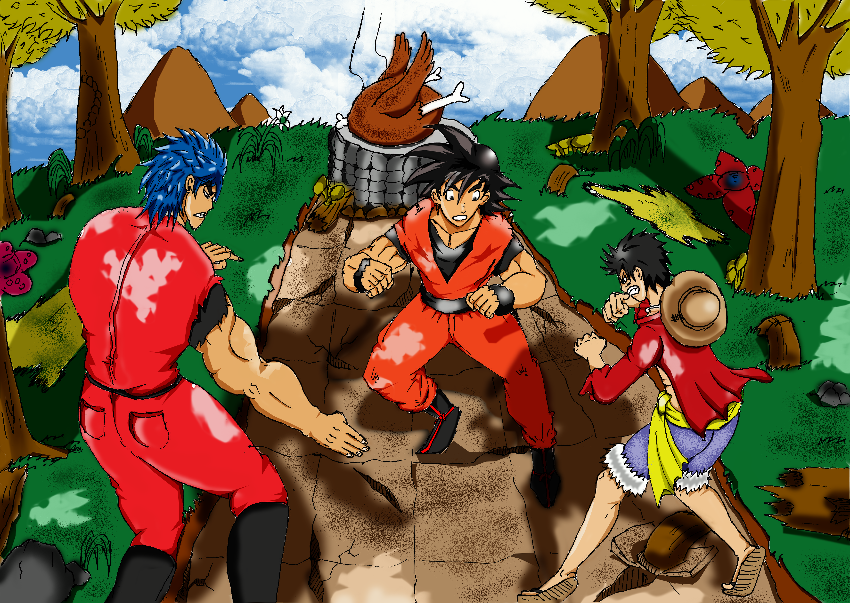 Goku vs luffy vs toriko