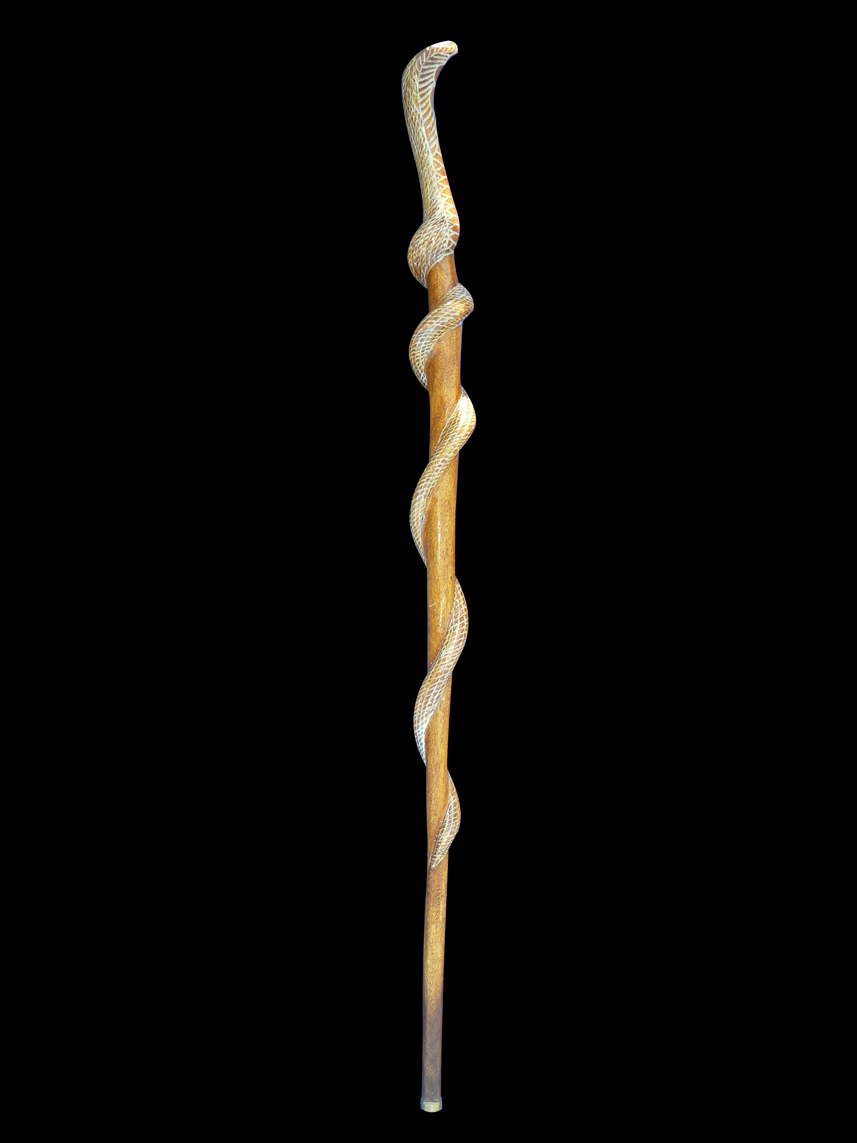 Snake cane carved wood