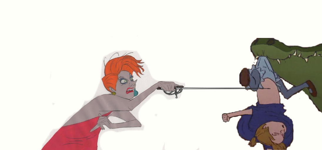 Medusa Poking Penny's Belly Button with a Sword by jonstallion on DeviantArt