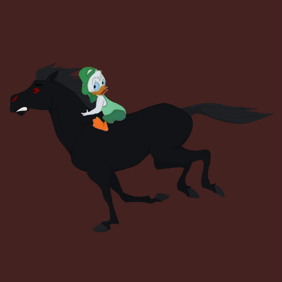 Louie Duck Riding Brom Bones's Horse by ErikHillenburg on DeviantArt