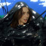 Girl captured in tar