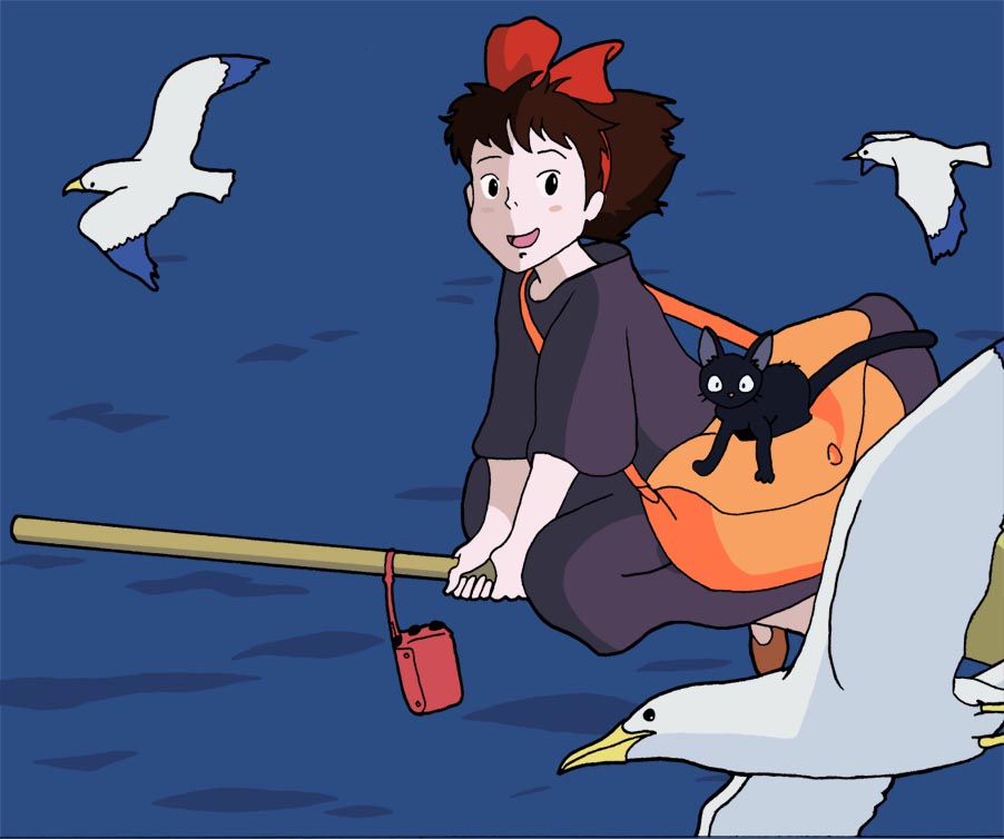 Kiki and Jiji in flight