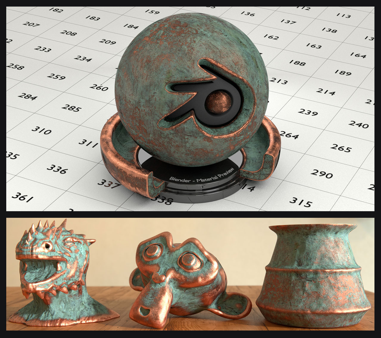 Old Copper material for Blender (no UV's needed) by Nikola3D