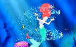 Ariel Twirls with Passing By Fish