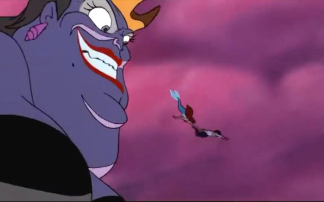 Ariel and Eric jump off of Giant Ursula by Arielfan90 on DeviantArt