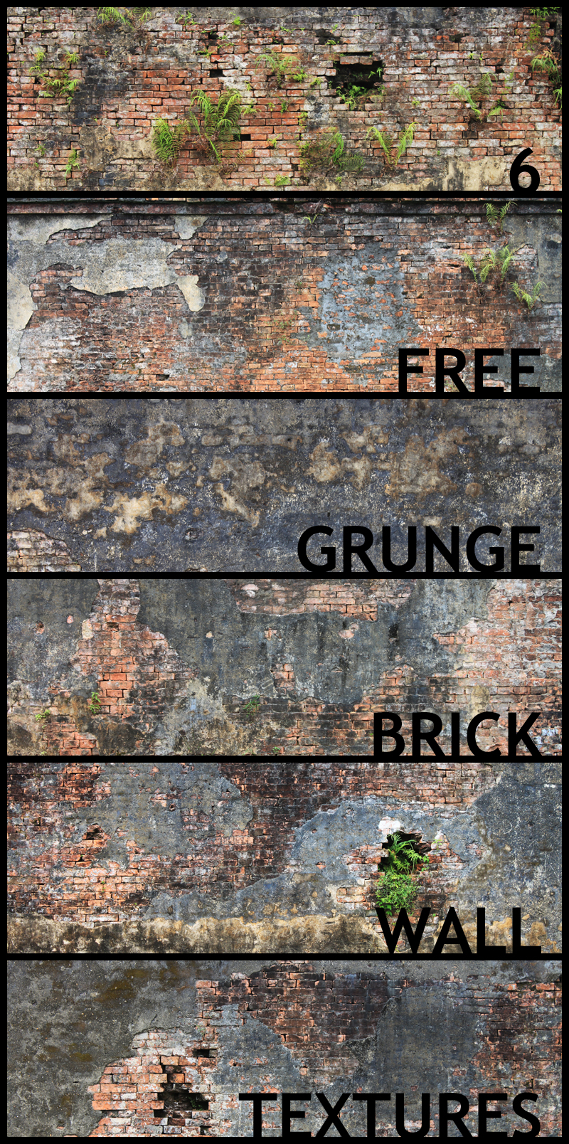 6 Free grunge brick textures