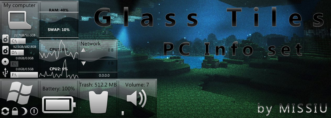 Glass Tiles Theme - PC Info  :XWidget: