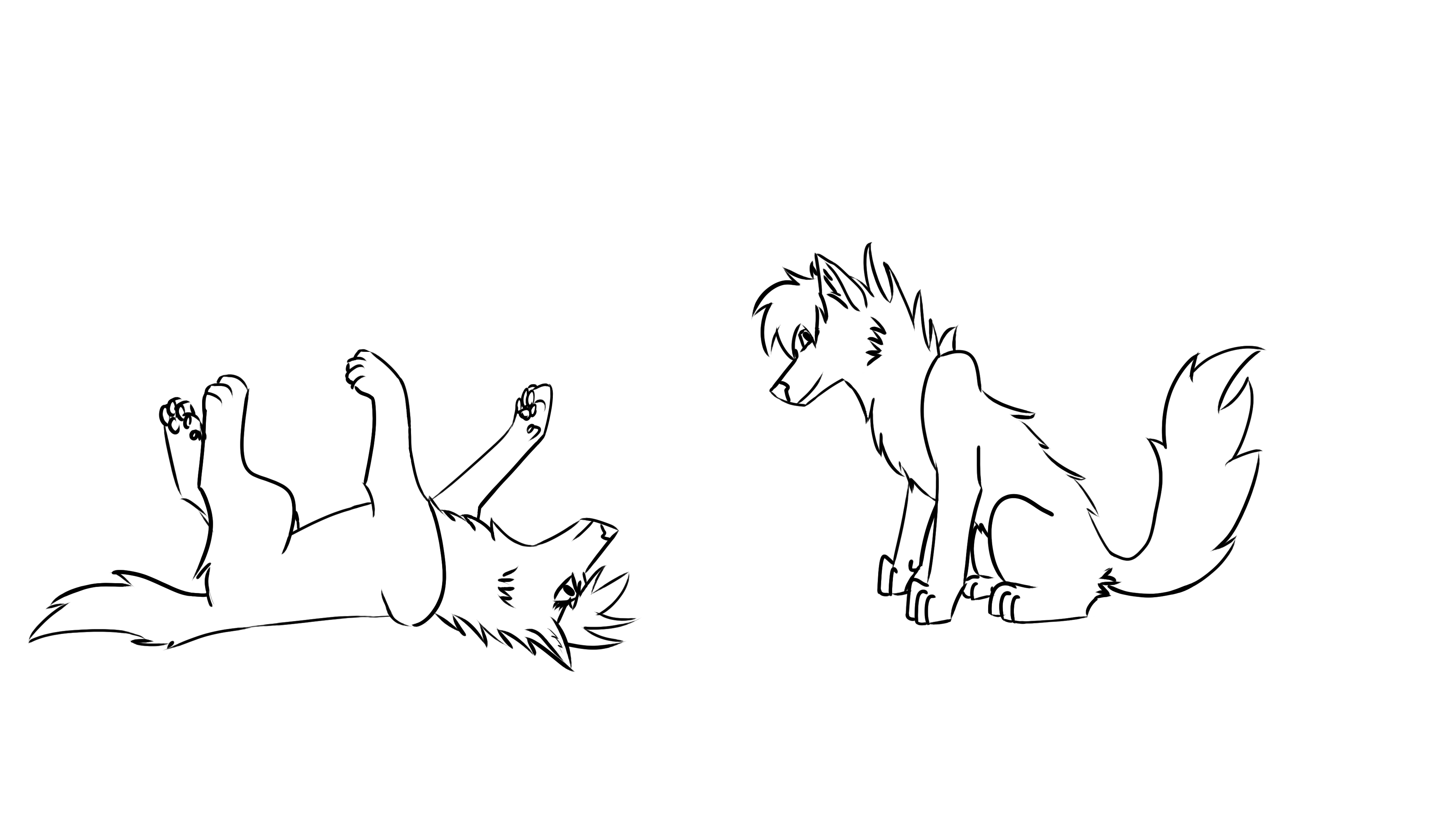 Whatcha Doin'? (Free Wolf Couple Lineart)