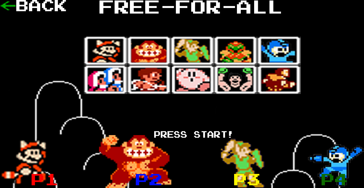 Super Smash Bros. NES (Starting Roster) by Tomzilladoesartsorta on