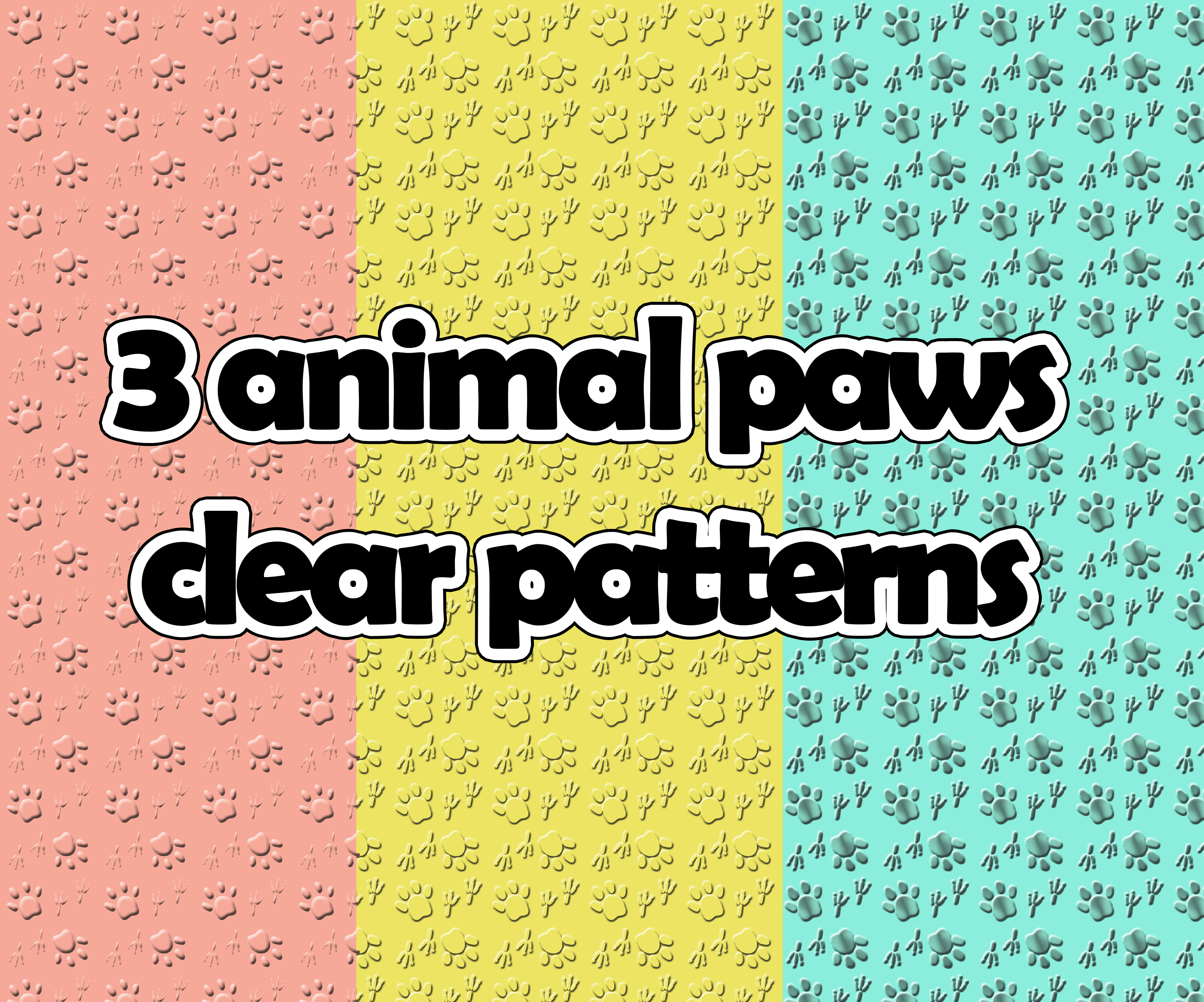3 animal paws clear pattern