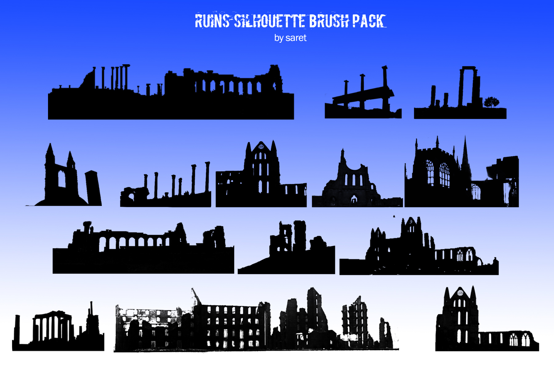 Building Ruin Silhouette Brush Pack