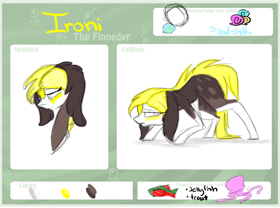 Finnedyr ref sheet: Ironi