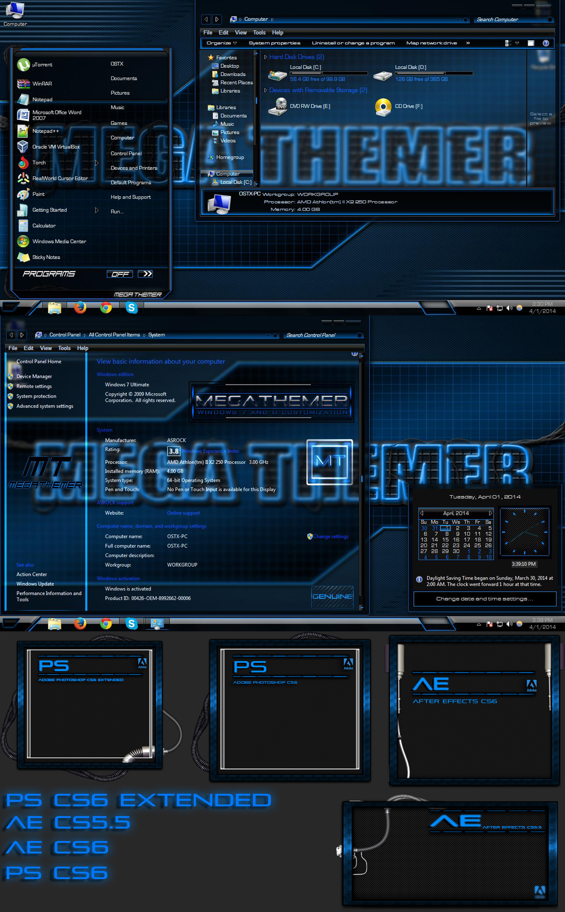 MegaThemer Machine Blue Windows 8.1 theme