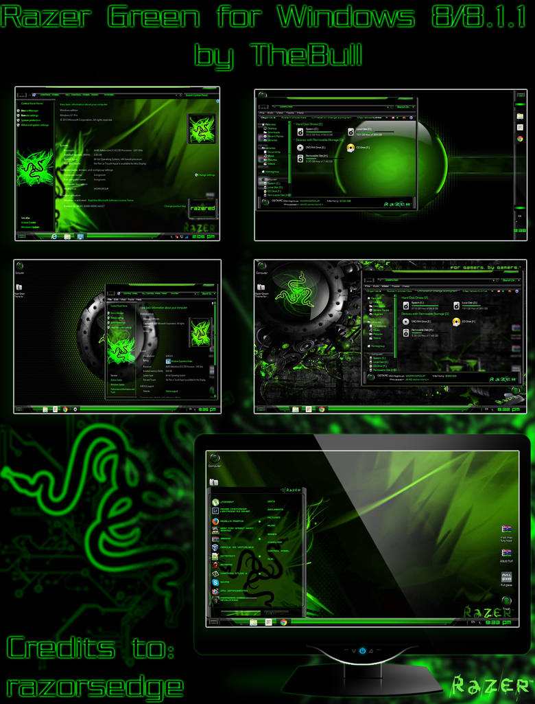 Razer Green Winows 8 8 1 1 Theme By Poweredbyostx On Deviantart