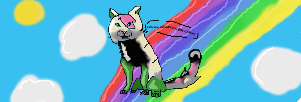 Izzy sliding on a rainbow for GhostRiderWolf