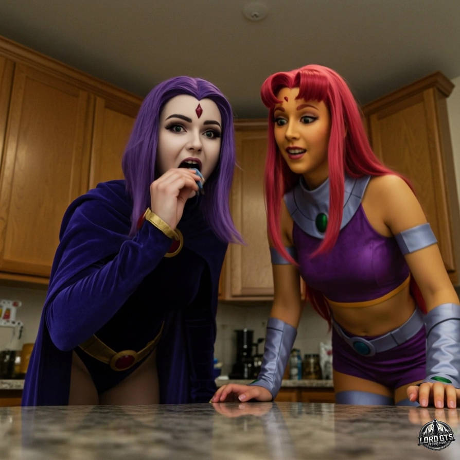 Raven and Starfire, Snack Time(Costume Party 2025) by LordGTS on DeviantArt