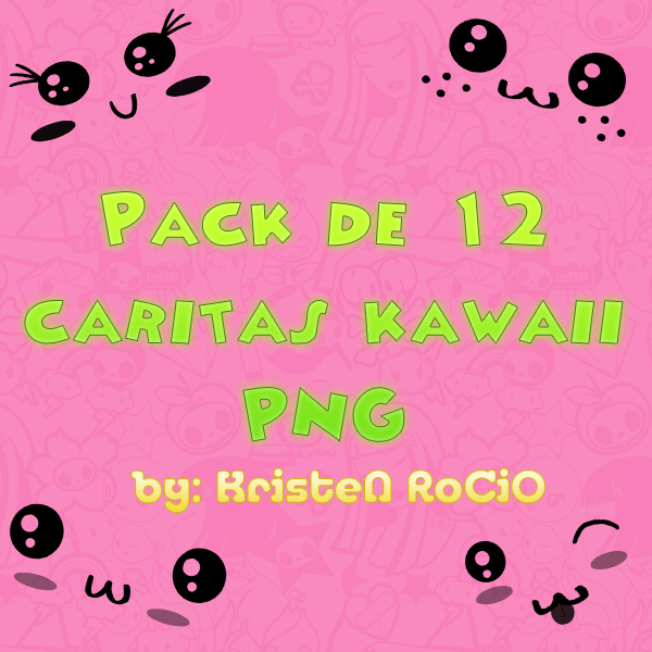 Pack de 12 Caritas Kawaii PNG