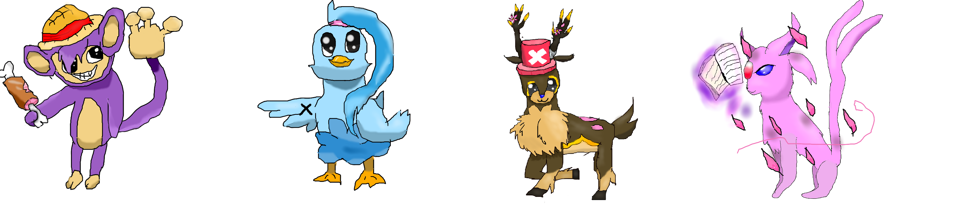 Straw hats as pokemon collab thing:D 