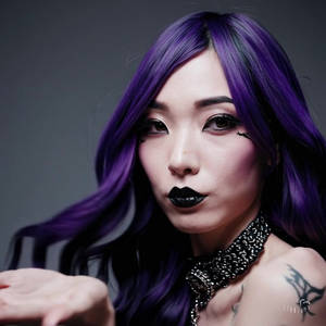 Sexy Goth Asian Girl Blowing Kiss