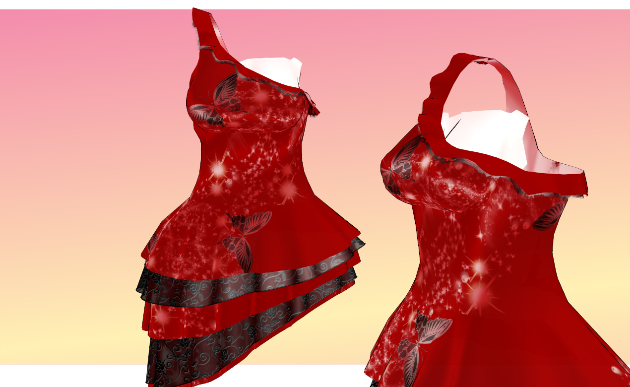 MMD Pretty Red Party Dress with clevage