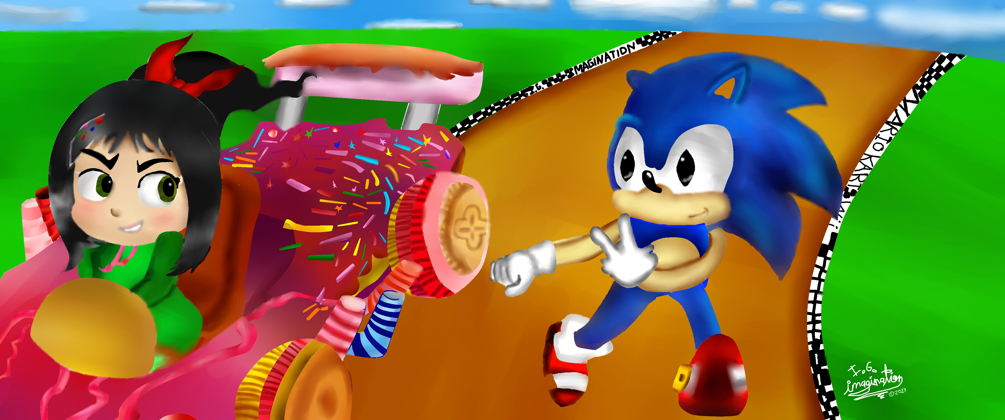 Sonic and Vanellope in 2D