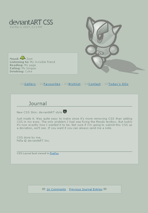Free CSS Journal: dA Style by Nicasus on DeviantArt