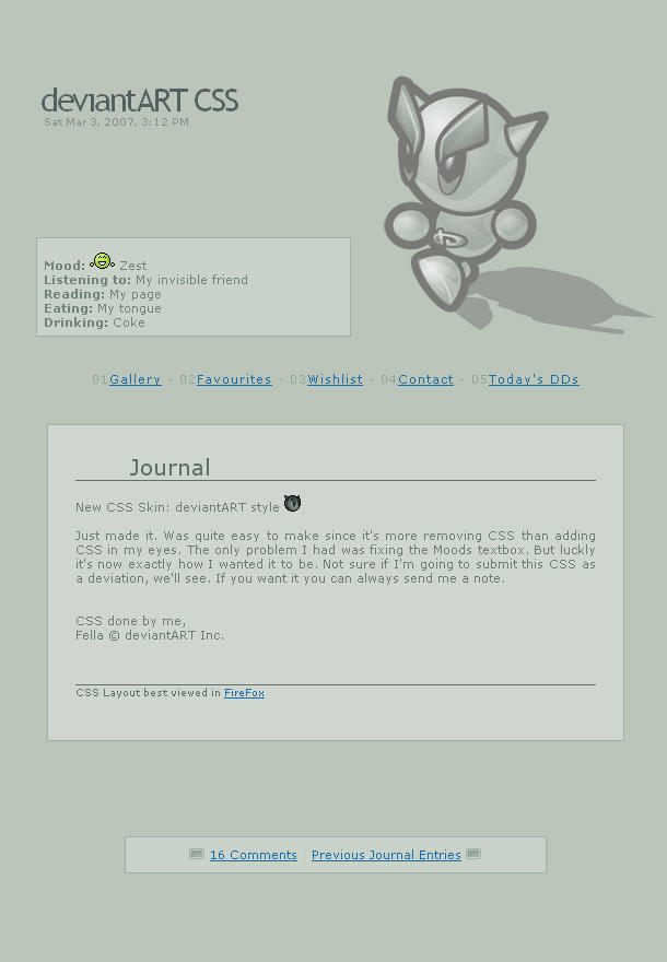 Free CSS Journal: dA Style by Nicasus on DeviantArt