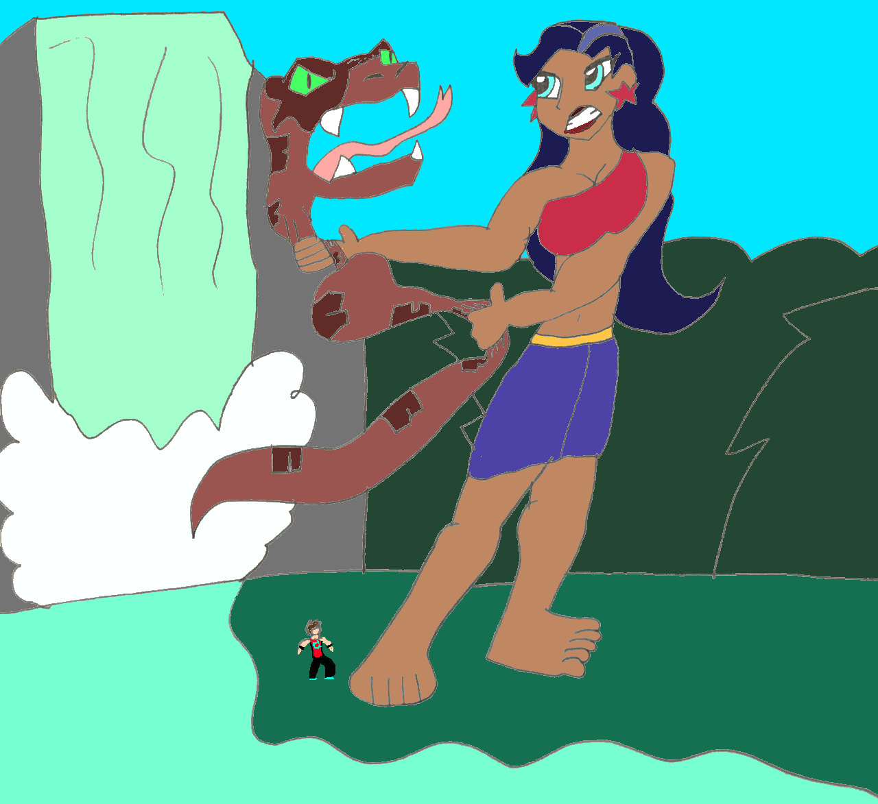 Diana Saves Kyle From Mega Snake by SuperSaiyanPlusUltra on DeviantArt