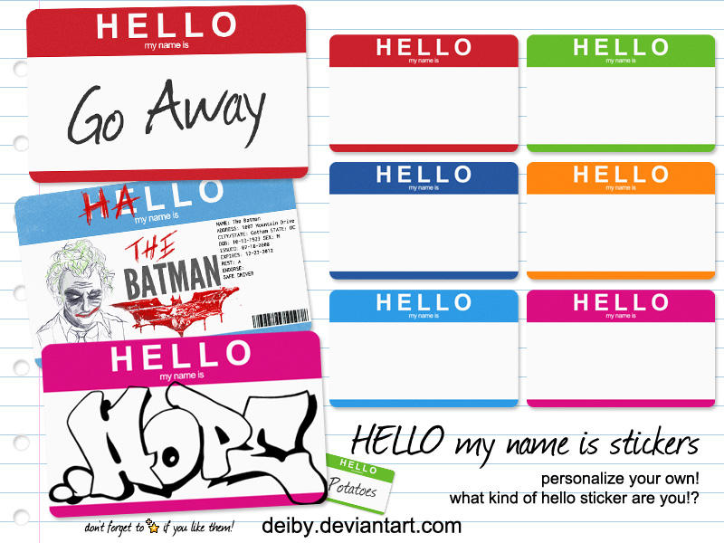 Hello My Name Is Stickers By Designfathoms On Deviantart