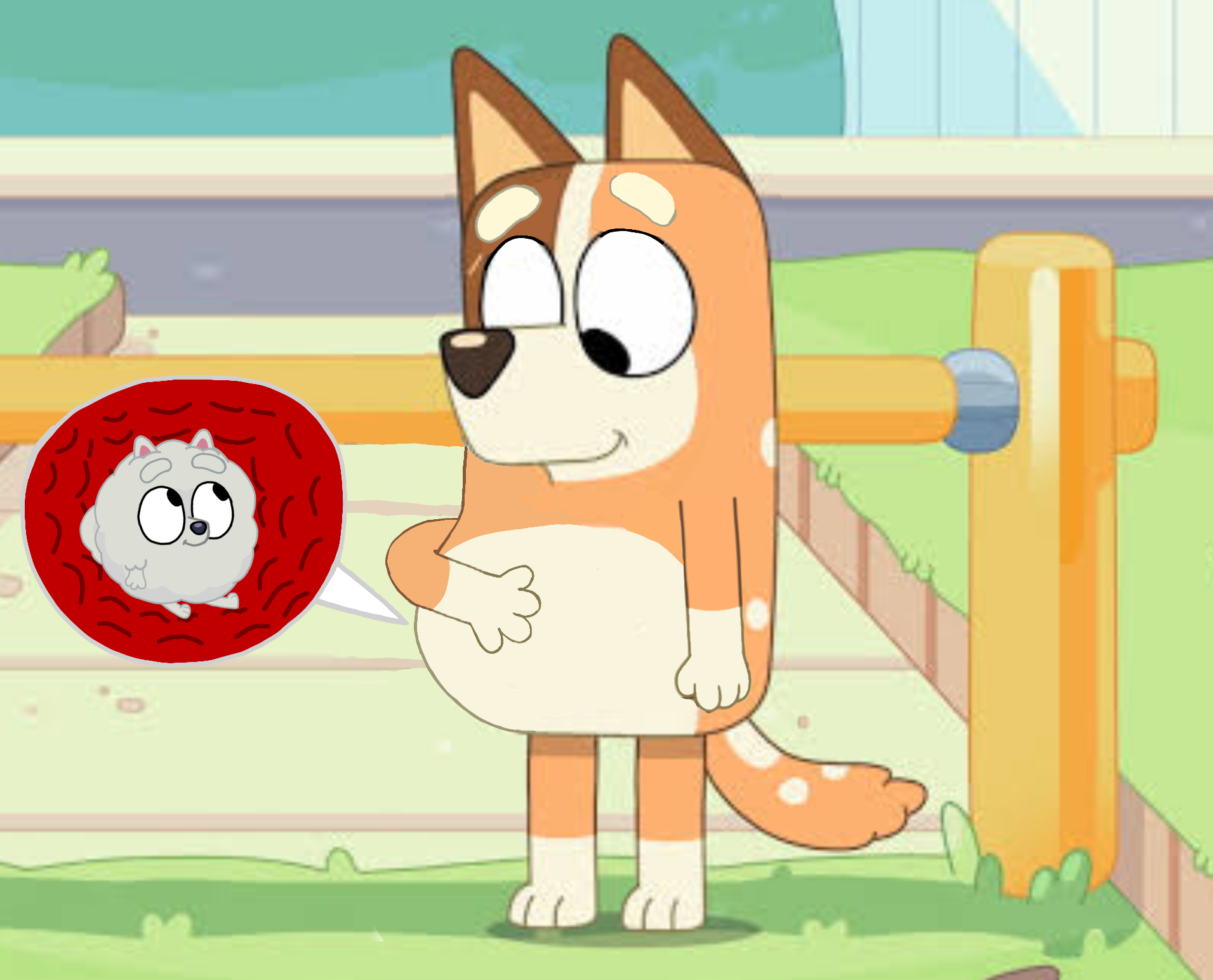 bluey pom pom was inside the chilli belly by Kcstot on DeviantArt