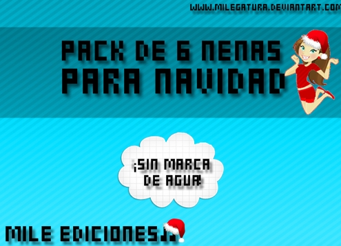 Pack de 6 Nenas para Navidad Png