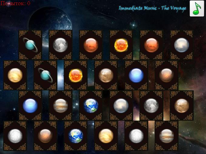 Classic memorina game (solar system theme)