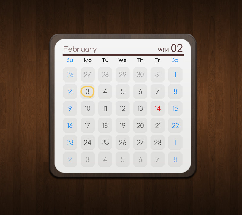 Dark Wood Calendar HD for xwidget