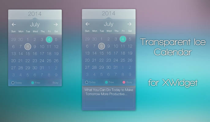 Transparent Ice Calendar for xwidget