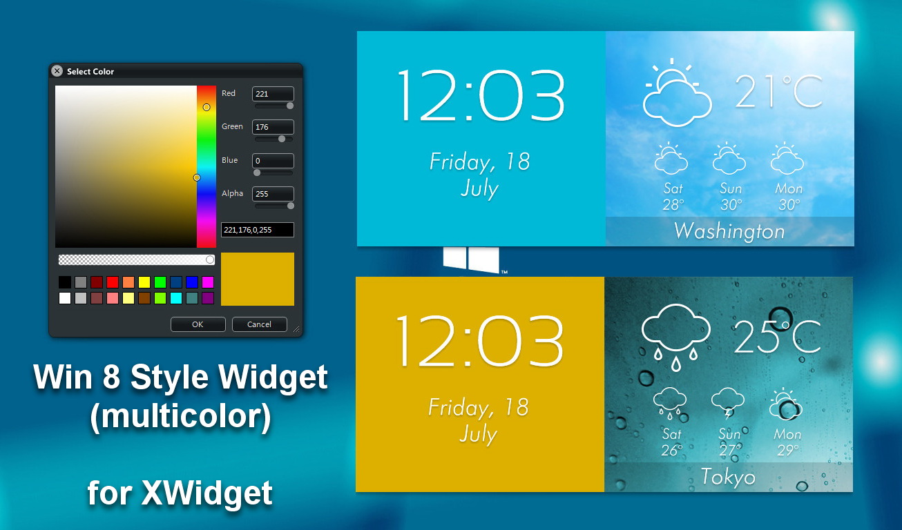 Win 8 Style Widget (multicolor) for xwidget