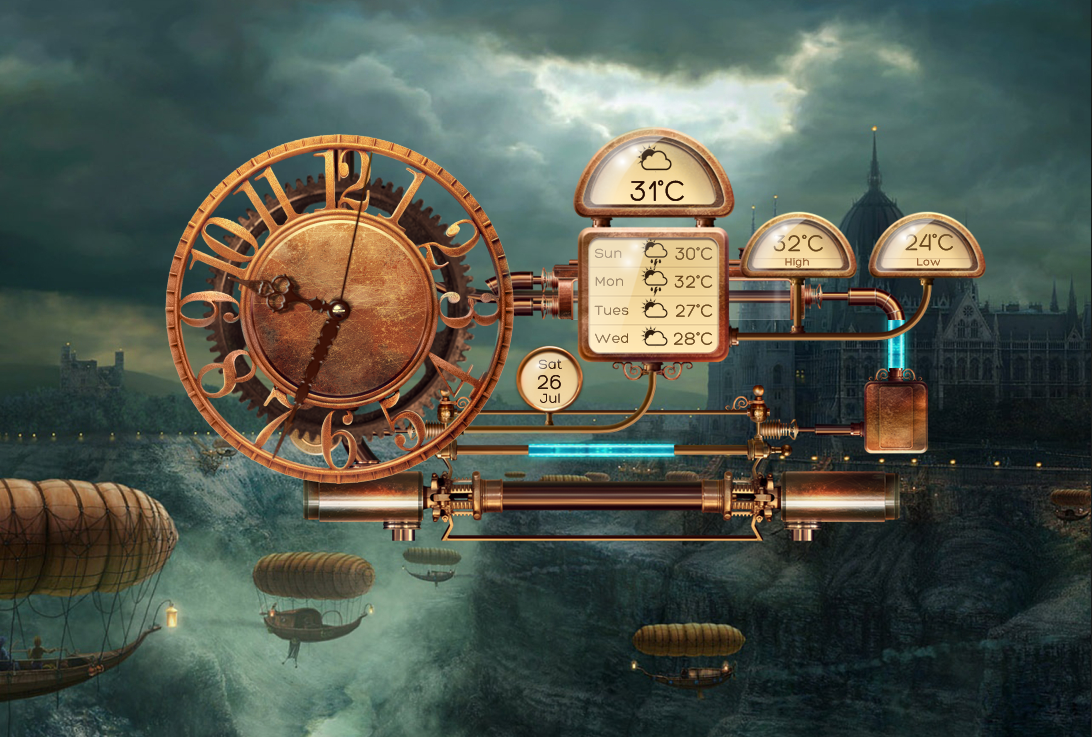 Mechanical Steampunk Clock (animated) for xwidget by Jimking on DeviantArt
