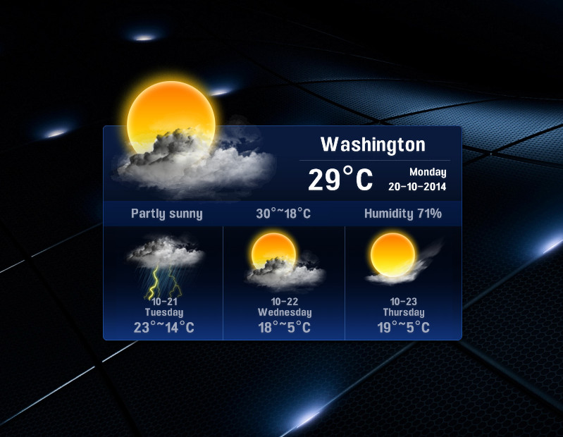 Elegant Blue Weather Widget for xwidget