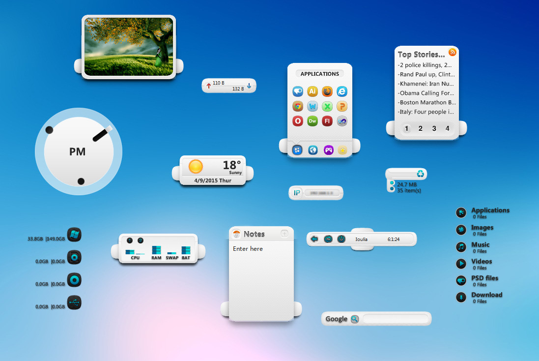 XWidget Built-In Widgets Light Version