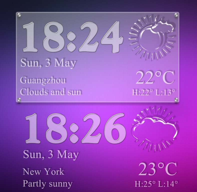 Pure Glass Clock Weather for xwidget