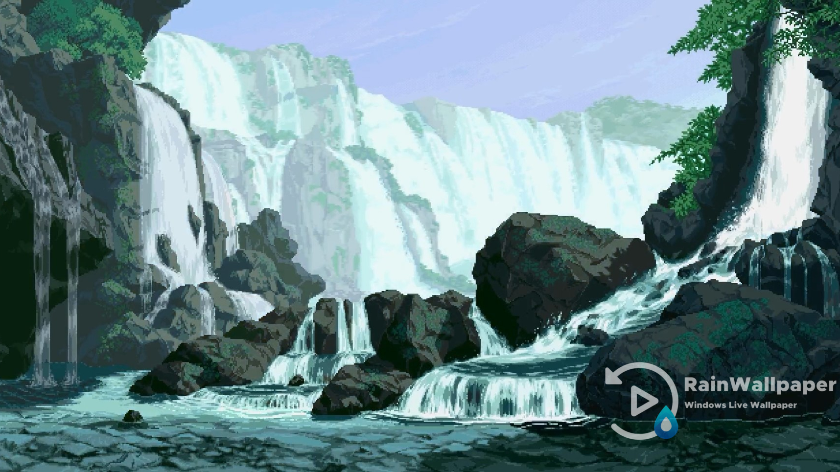 Pixel Day and Night Waterfall by Jimking on DeviantArt