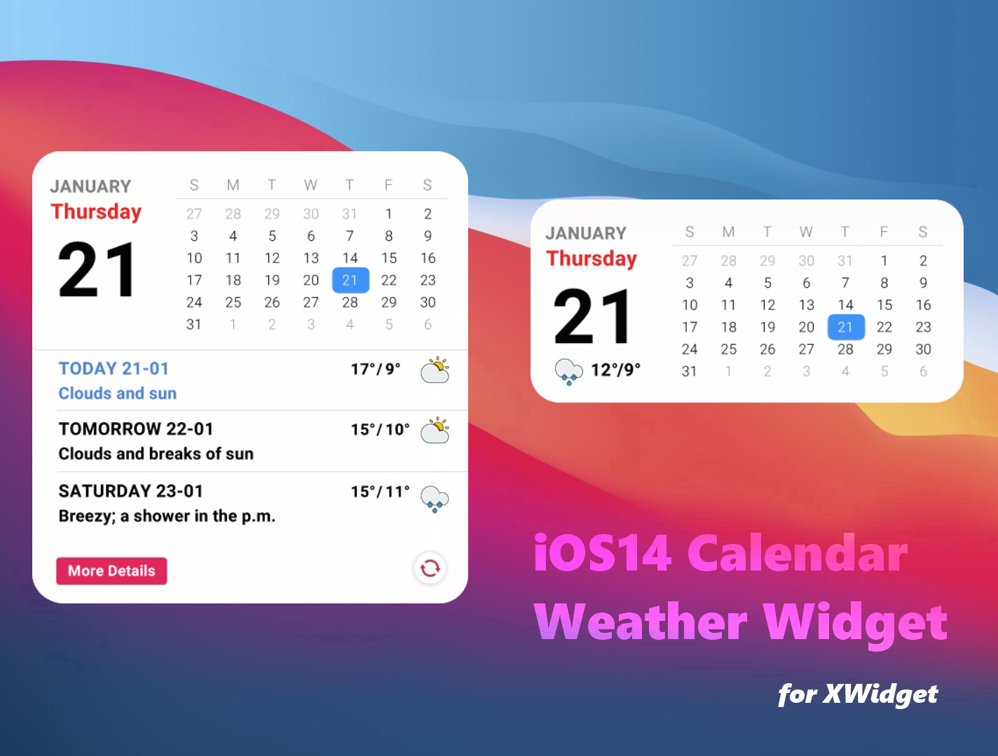 iOS14 Calendar Weather Widget for xwidget by Jimking on DeviantArt