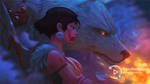 Princess Mononoke and White Wolf Moro by Jimking
