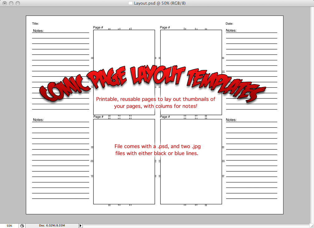 Comic Layout Page - Template by caleighblankenship