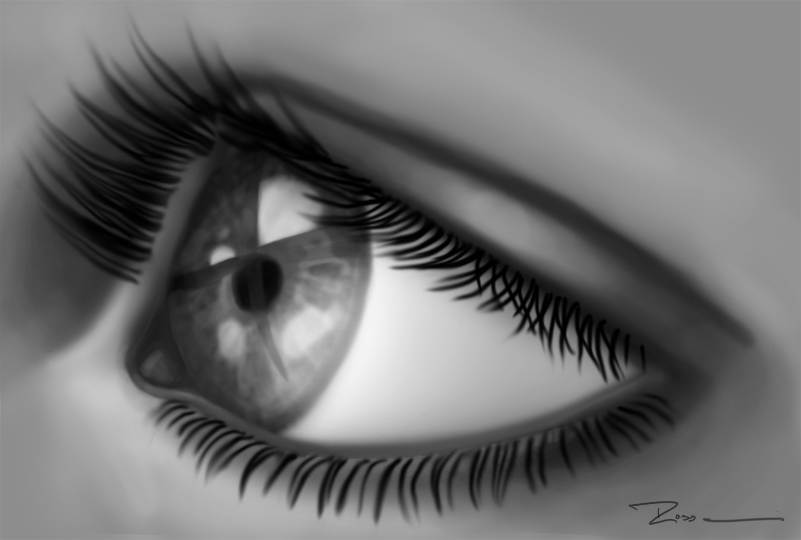 At a glance, the female eye ..70 percent complete.