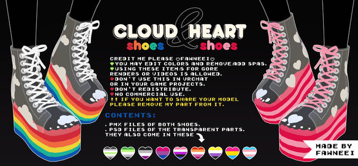MMD Cloud and Heart shoes - P2U - DL [rigged]