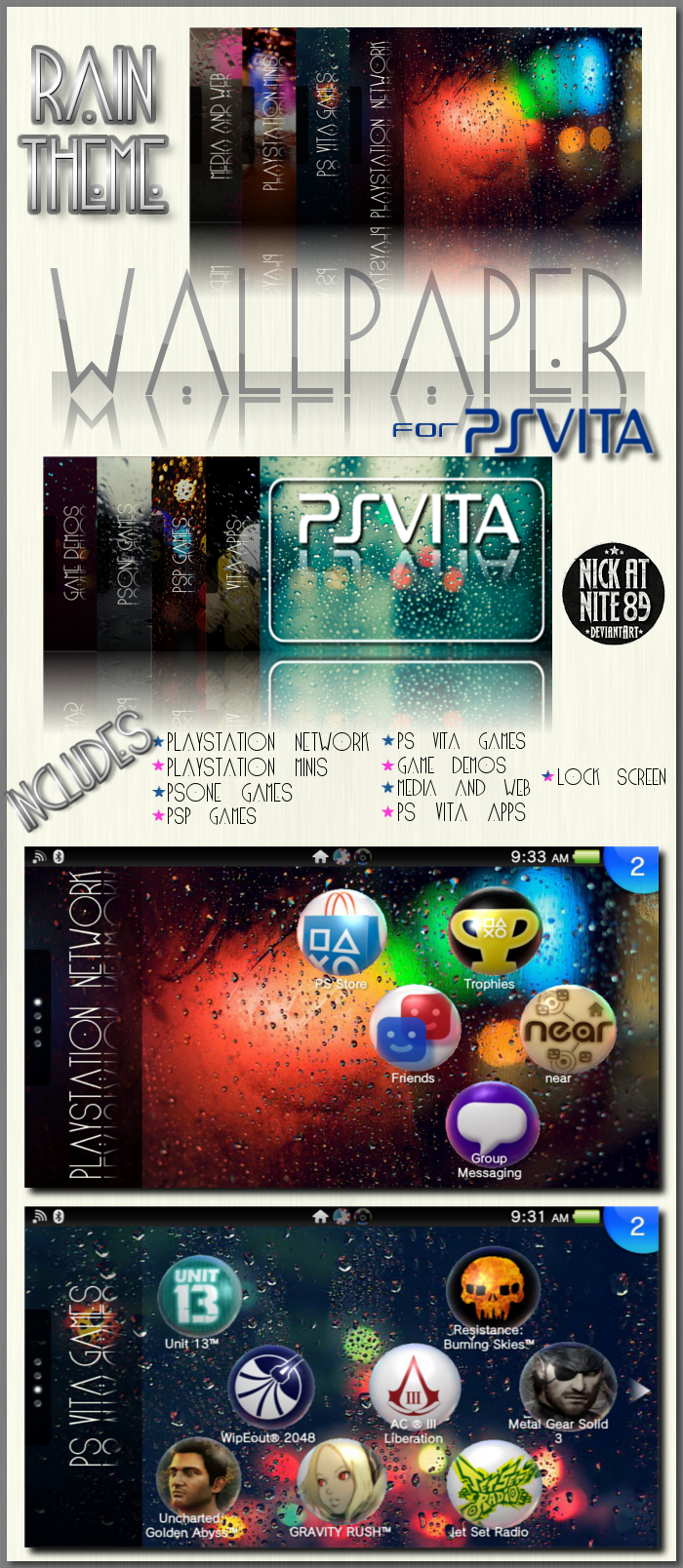 PS Vita Wallpaper Pack :Rain Theme: by NickatNite89 on DeviantArt