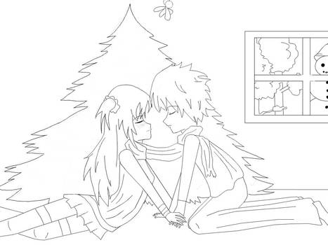 Christmas Couple - Anime Lineart